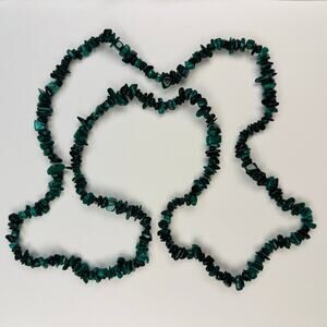 Malachite Chip Green Bead Necklace 34”